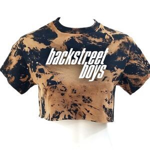 BACKSTREET BOYS  Acid Washed Cropped Crop Top Boy Band Pop Tee Rock Band Tee Rap